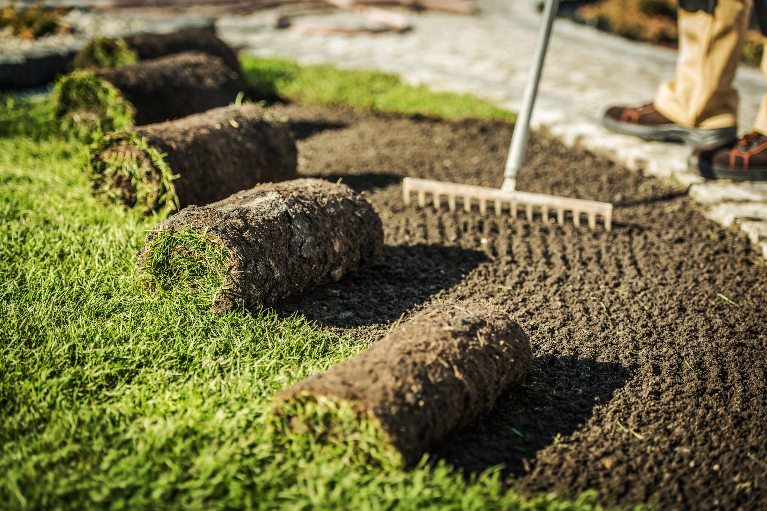 lawn care contractor prepares area for sod install 2021 08 27 22 50 11 utc scaled